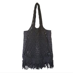 Volcom Road Tripper‎ Crochet Tote Bag Black 16x14x7